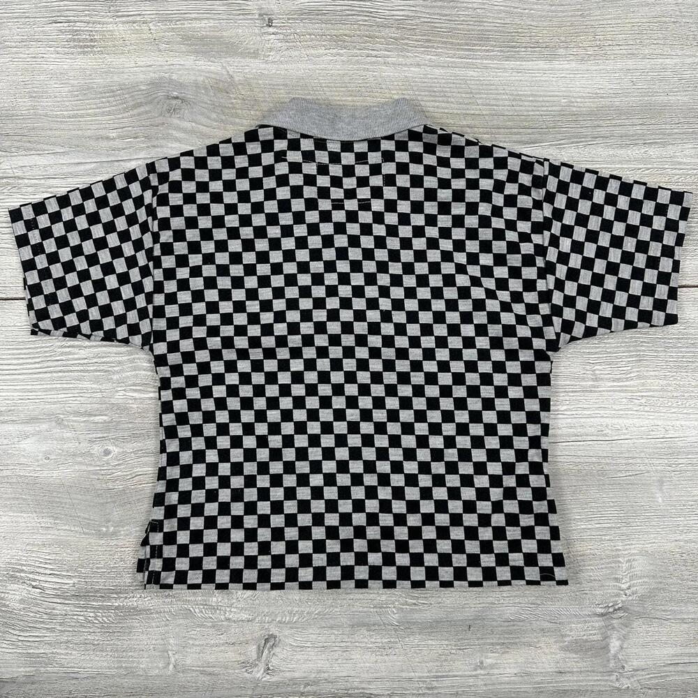 VTG EJ Gitano Polo Shirt Youth 5 Black Gray Checkerboard Moon Drive By Patch - Picture 6 of 6